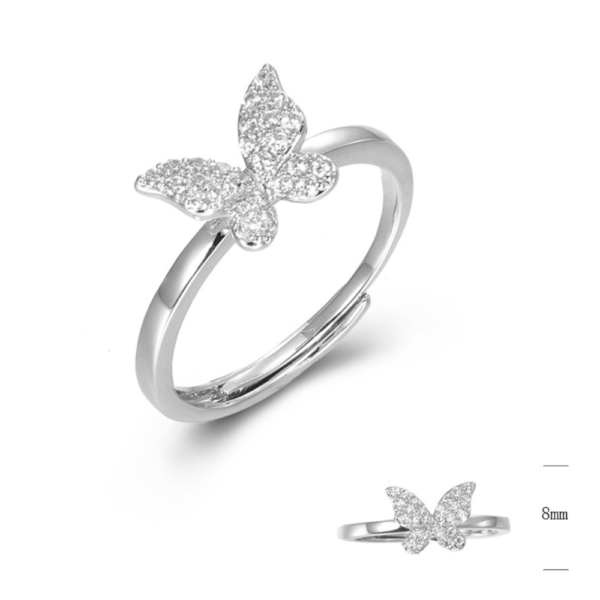 Evideence Anello argento 925 rodio farfalla zirconi bianchi