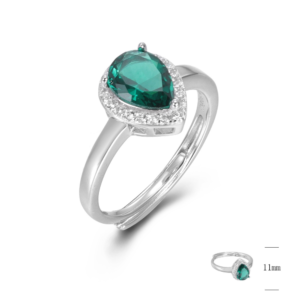 Evideence Anello argento 925 rodio zirconi bianchi pietra smeraldo