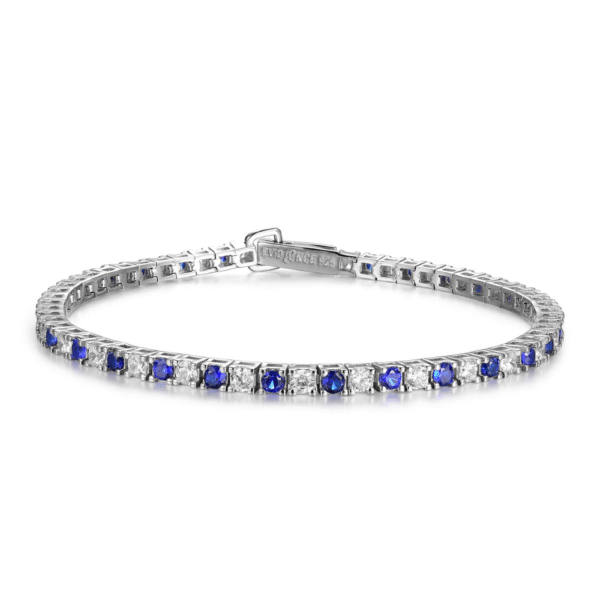 Evideence Bracciale tennis argento 925 rodio zirconi alternati bianchi zaffiro