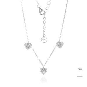 Evideence Collana argento 925 rodio cuori zirconi bianchi