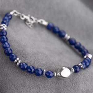 BRACCIALE IN ARGENTO 925^ CON PIETRE NATURALI (AGATA BLU)