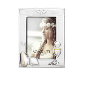 Cornice Cresima + Comunione, retro legno bianco &ndash; 9&times;13 cm